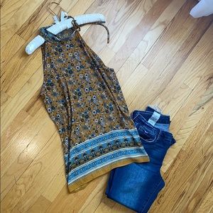 41Hawthorn floral sleeveless high neck blouse